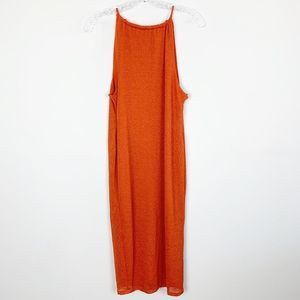 Topshop | NWT hi neck midi dress red orange
